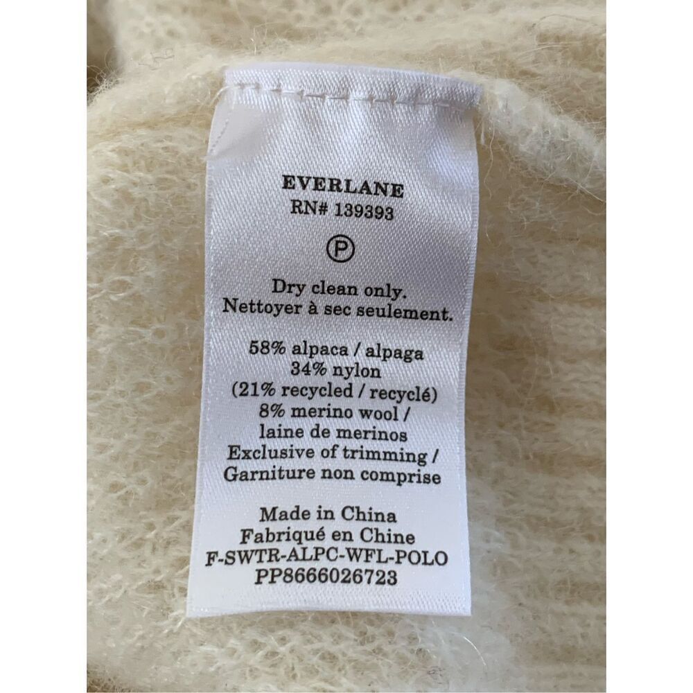 Everlane Alpaca Waffle-Stitch Polo Sweater Ivory Size XXS - Picture 10 of 12